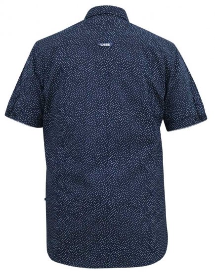 D555 BRODY S/S Micro AO Print Shirt Navy - Hemden - Overhemden Grote Maten Heren