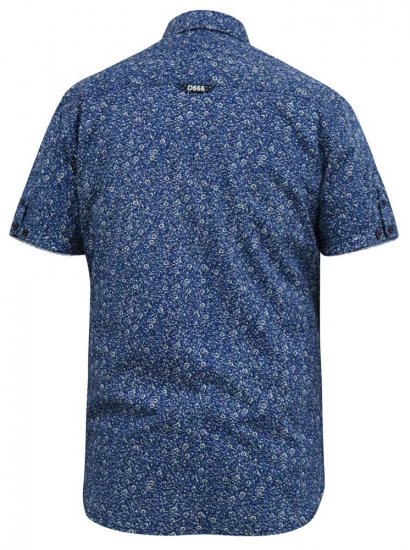 D555 KYLE S/S Micro AO Print Shirt Blue - Hemden - Overhemden Grote Maten Heren