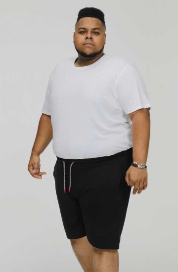 D555 STEFAN1 Elasticated Waist Loop Back Shorts Black - Joggingbroeken & shorts - Joggingbroeken & Shorts Heren Grote Maten