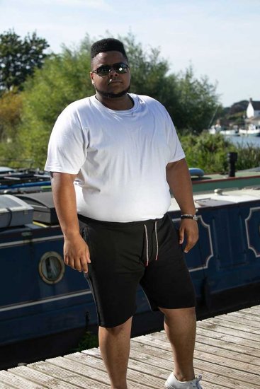 D555 STEFAN1 Elasticated Waist Loop Back Shorts Black - Joggingbroeken & shorts - Joggingbroeken & Shorts Heren Grote Maten