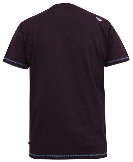 D555 NOVA Cali Surf Printed Crew Neck T-Shirt Plum - T-shirts - Grote Maten T-shirts Heren
