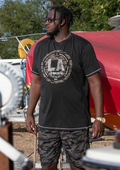 D555 BENNY LA Camo Printed Crew Neck T-Shirt Black - T-shirts - Grote Maten T-shirts Heren