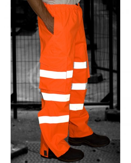 Leo Instow Breathable Executive Cargo Rain pants Hi-Vis Orange - Werkkleding - Werkkleding Grote Maten Heren