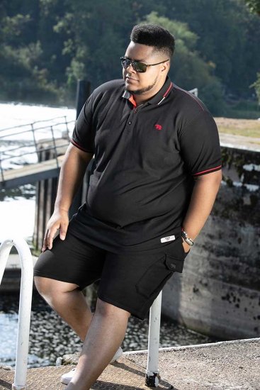 D555 SALFORD 2 Pique Polo Black - Polo shirts - Grote Maten Poloshirts Heren