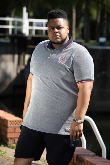 D555 KEMSTON Birds Eye Pique Polo Navy/White - Polo shirts - Grote Maten Poloshirts Heren