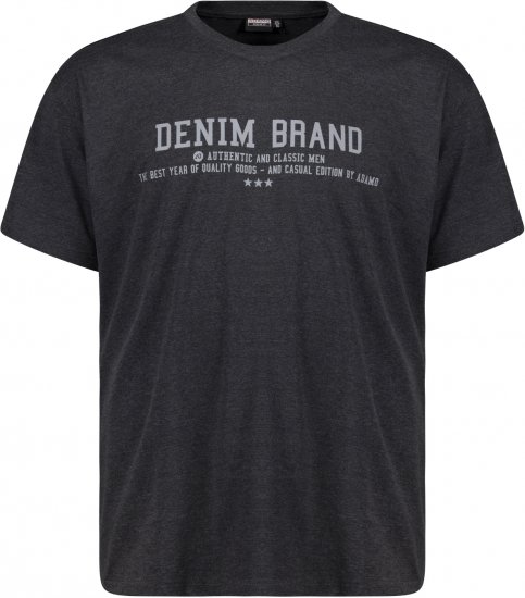 Adamo Simon Regular fit Printed T-shirt Charcoal - T-shirts - Grote Maten T-shirts Heren