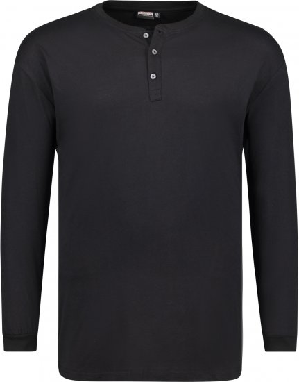 Adamo Sven Regular fit Serafino Long sleeve T-shirt Black - T-shirts - Grote Maten T-shirts Heren