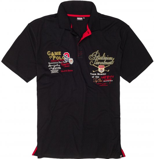 Adamo DURBAN Regular fit Polo Shirt Black - Polo shirts - Grote Maten Poloshirts Heren