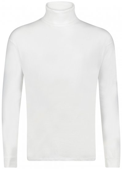 Adamo Fabio Comfort fit Turtleneck Long sleeve T-shirt White - T-shirts - Grote Maten T-shirts Heren