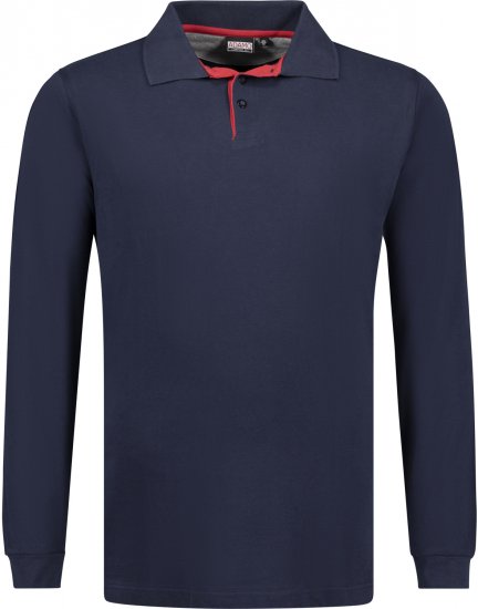 Adamo Peter Comfort fit Long sleeve Polo Navy - Polo shirts - Grote Maten Poloshirts Heren
