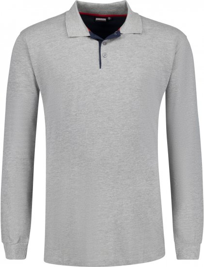 Adamo Peter Comfort fit Long sleeve Polo Grey - Polo shirts - Grote Maten Poloshirts Heren