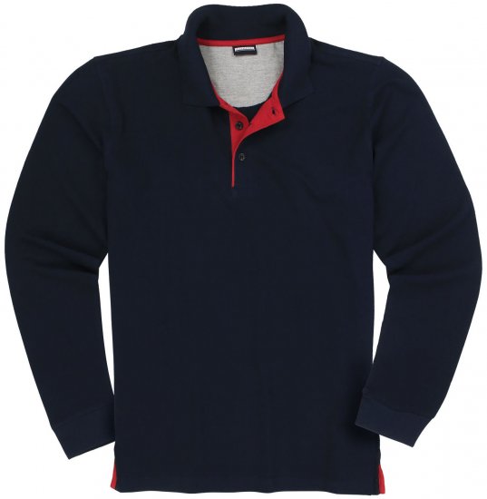 Adamo Peter Comfort fit Long sleeve Polo Navy - Polo shirts - Grote Maten Poloshirts Heren