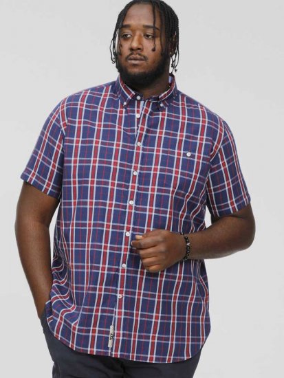 D555 ROYSTON S/S Shirt Navy - Hemden - Overhemden Grote Maten Heren