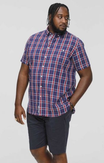 D555 ROYSTON S/S Shirt Navy - Hemden - Overhemden Grote Maten Heren