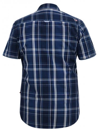 D555 HADSTOCK Check Button Down Collar S/S Shirt Navy - Hemden - Overhemden Grote Maten Heren