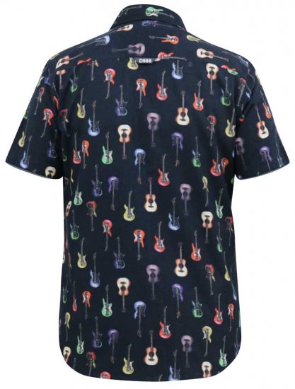 D555 BARRATT Guitar AO Printed Button Down Collar S/S Shirt - Hemden - Overhemden Grote Maten Heren