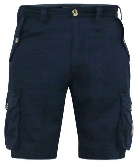 D555 RODNEY Cotton Cargo Shorts Navy - Shorts - Grote Maten Korte Broeken Heren