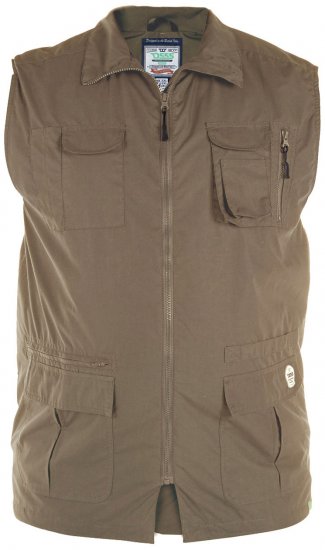 D555 Enzo Multi Pocket Waistcoat Brown - Sportkleding & Outdoor - Grote Maten Sportkleding Heren