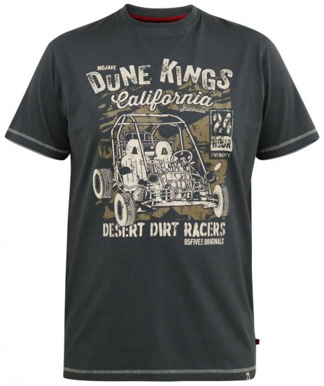 D555 BENNETT Dune Kings Buggy Printed Crew Neck T-Shirt Khaki - T-shirts - Grote Maten T-shirts Heren
