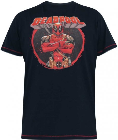 D555 WADE Official Deadpool Printed T-Shirt Dark Navy - T-shirts - Grote Maten T-shirts Heren