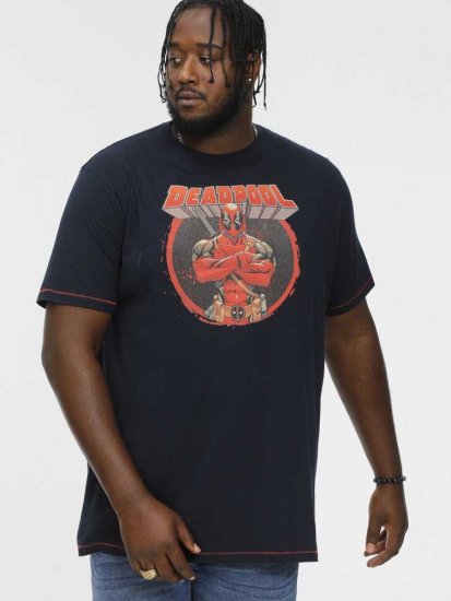 D555 WADE Official Deadpool Printed T-Shirt Dark Navy - T-shirts - Grote Maten T-shirts Heren
