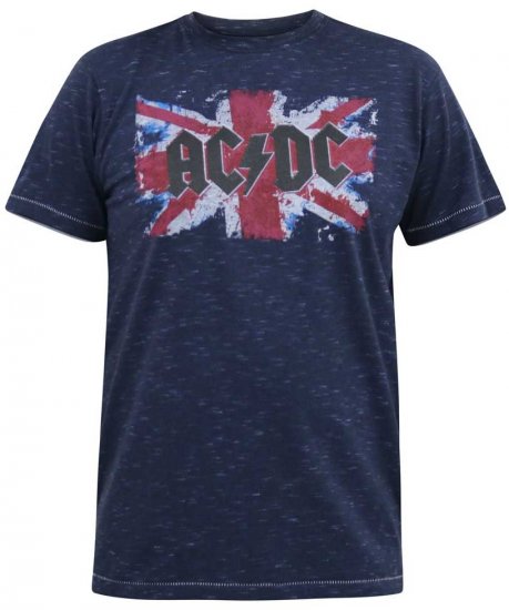 D555 DENNIS Official AC/DC Printed Crew Neck T-Shirt Navy Reno - T-shirts - Grote Maten T-shirts Heren