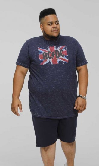 D555 DENNIS Official AC/DC Printed Crew Neck T-Shirt Navy Reno - T-shirts - Grote Maten T-shirts Heren