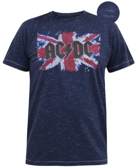 D555 DENNIS Official AC/DC Printed Crew Neck T-Shirt Navy Reno - T-shirts - Grote Maten T-shirts Heren