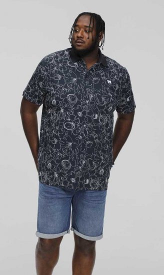 D555 ROLAND Printed Polo Shirt Navy - Polo shirts - Grote Maten Poloshirts Heren