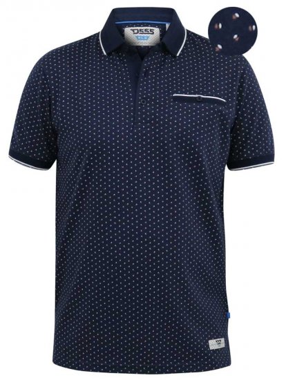 D555 DARWIN AO Printed Polo Shirt Navy - Polo shirts - Grote Maten Poloshirts Heren