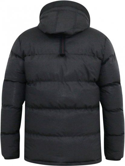 D555 DOMENIC Quilted Puffer Jacket With Half Micro Fleece Lining And Hood Black - Jassen - Grote Maten Herenjassen