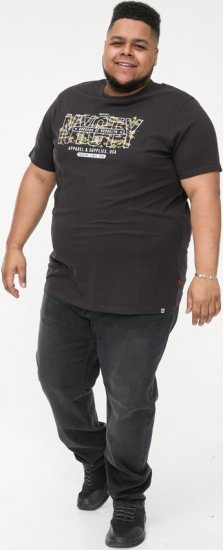 D555 EDWALTON NYCTY Camo Printed Crew Neck T-Shirt Washed Black - T-shirts - Grote Maten T-shirts Heren