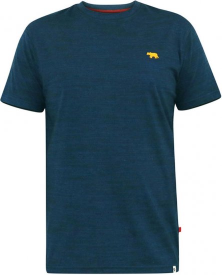 D555 ORSTON Reno Fabric Crew Neck T-Shirt With Chest Embroidery Blue Reno - T-shirts - Grote Maten T-shirts Heren