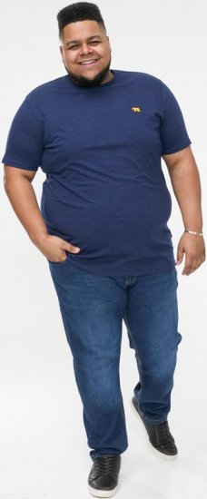D555 ORSTON Reno Fabric Crew Neck T-Shirt With Chest Embroidery Blue Reno - T-shirts - Grote Maten T-shirts Heren