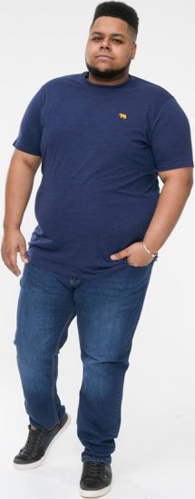 D555 ORSTON Reno Fabric Crew Neck T-Shirt With Chest Embroidery Blue Reno - T-shirts - Grote Maten T-shirts Heren