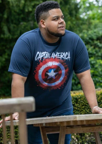 D555 ROGERS Official Captain America Printed T-Shirt Dark Navy - T-shirts - Grote Maten T-shirts Heren