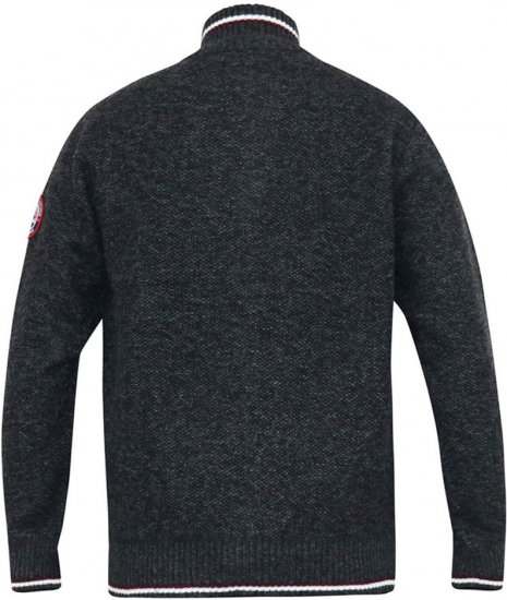 D555 ABERDARE Knitted Zip Through Sweater With Bonded Check Lining Charcoal Marl - Sweaters & hoodies - Sweaters & Hoodies Grote Maten Heren