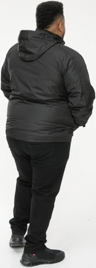D555 Rudy Showerproof Fleece Lined Jacket With Packaway Hood - Black - Jassen - Grote Maten Herenjassen