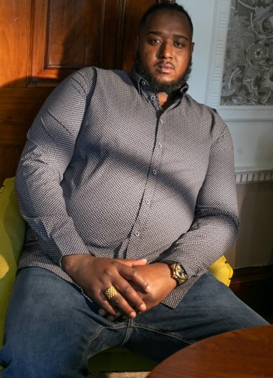 D555 MORGAN Micro AOP Long Sleeve Shirt With Concealed Button Down Collar Navy - Hemden - Overhemden Grote Maten Heren