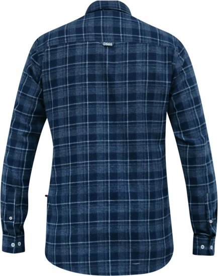 D555 SONNY Navy Check Long Sleeve Shirt With Chest Patch Pocket & Button Down Collar Navy Check - Hemden - Overhemden Grote Maten Heren