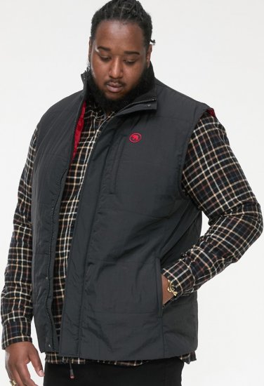 D555 FELIPE Zip Through Padded Gilet With Contrast Colour Lining And Rubber Badge Black - Jassen - Grote Maten Herenjassen