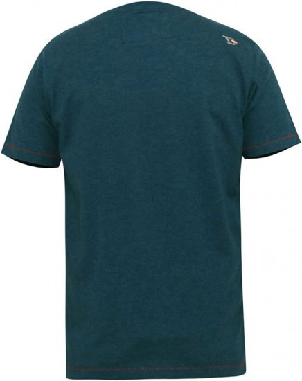 D555 NEAL Skull With Flames Printed Crew Neck T-Shirt Navy/Blue Twist - T-shirts - Grote Maten T-shirts Heren