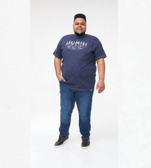 D555 Cropwell T-shirt met visprint donkerblauw - T-shirts - Grote Maten T-shirts Heren