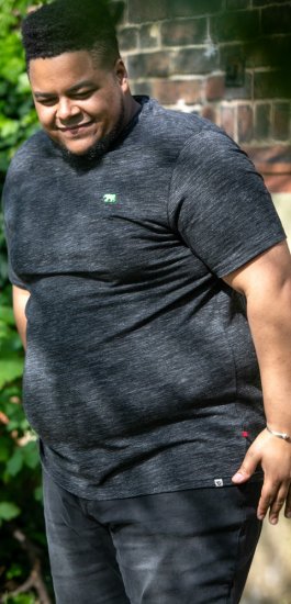 D555 ORSTON Reno Fabric Crew Neck T-Shirt With Chest Embroidery Black Reno - T-shirts - Grote Maten T-shirts Heren