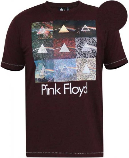D555 DIVISION Official Pink Floyd Printed T-Shirt Burgundy - T-shirts - Grote Maten T-shirts Heren