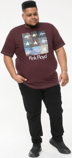 D555 DIVISION Official Pink Floyd Printed T-Shirt Burgundy - T-shirts - Grote Maten T-shirts Heren
