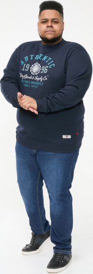 D555 KEYWORTH Authentic Printed Crew Neck Sweatshirt Navy - Sweaters & Hoodies - Sweaters & Hoodies Grote Maten Heren