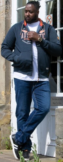 D555 HAMILTON Full Zip Hoody With Authentic 1996 Chest Print Denim - Sweaters & hoodies - Sweaters & Hoodies Grote Maten Heren