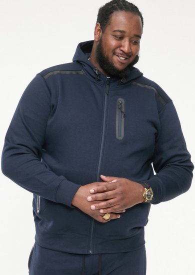 D555 GABRIEL Couture Zip Through Hoody With Reversible Zips Navy - Sweaters & Hoodies - Sweaters & Hoodies Grote Maten Heren