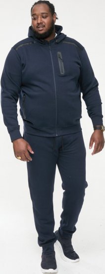 D555 GABRIEL Couture Zip Through Hoody With Reversible Zips Navy - Sweaters & Hoodies - Sweaters & Hoodies Grote Maten Heren